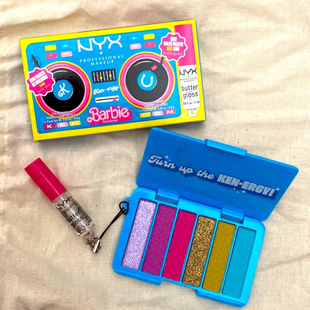NYX Barbie, the movie, Ken-ergy Mini, color palette, and Mini butter gloss,